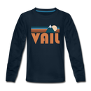 Vail, Colorado Youth Long Sleeve Shirt - Retro Mountain Youth Long Sleeve Vail Tee - deep navy
