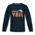 Vail, Colorado Youth Long Sleeve Shirt - Retro Mountain Youth Long Sleeve Vail Tee - deep navy