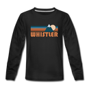 Whistler, Canada Youth Long Sleeve Shirt - Retro Mountain Youth Long Sleeve Whistler Tee - black