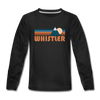 Whistler, Canada Youth Long Sleeve Shirt - Retro Mountain Youth Long Sleeve Whistler Tee - black