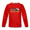 Whistler, Canada Youth Long Sleeve Shirt - Retro Mountain Youth Long Sleeve Whistler Tee - red
