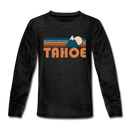 Tahoe, California Youth Long Sleeve Shirt - Retro Mountain Youth Long Sleeve Tahoe Tee - charcoal gray