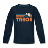 Tahoe, California Youth Long Sleeve Shirt - Retro Mountain Youth Long Sleeve Tahoe Tee - deep navy