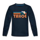 Tahoe, California Youth Long Sleeve Shirt - Retro Mountain Youth Long Sleeve Tahoe Tee - deep navy