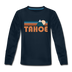 Tahoe, California Youth Long Sleeve Shirt - Retro Mountain Youth Long Sleeve Tahoe Tee - deep navy
