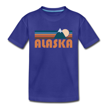Alaska Toddler T-Shirt - Retro Mountain Alaska Toddler Tee - royal blue