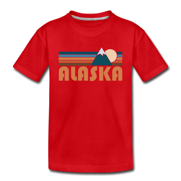 Alaska Toddler T-Shirt - Retro Mountain Alaska Toddler Tee - red