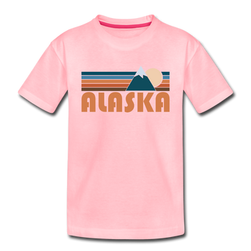 Alaska Toddler T-Shirt - Retro Mountain Alaska Toddler Tee - pink