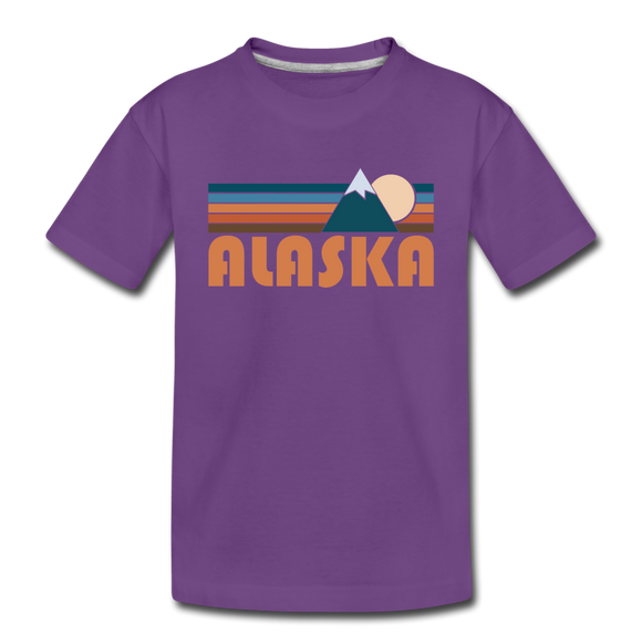 Alaska Toddler T-Shirt - Retro Mountain Alaska Toddler Tee - purple