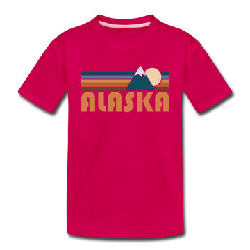 Alaska Toddler T-Shirt - Retro Mountain Alaska Toddler Tee - dark pink