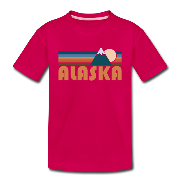 Alaska Toddler T-Shirt - Retro Mountain Alaska Toddler Tee - dark pink