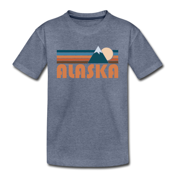 Alaska Toddler T-Shirt - Retro Mountain Alaska Toddler Tee - heather blue