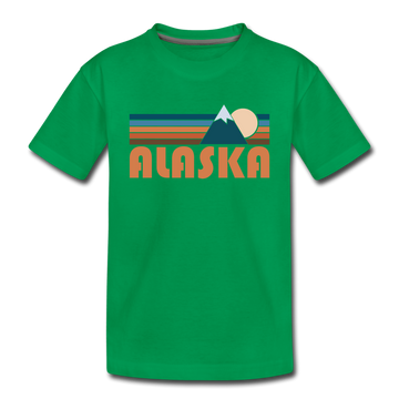 Alaska Toddler T-Shirt - Retro Mountain Alaska Toddler Tee - kelly green