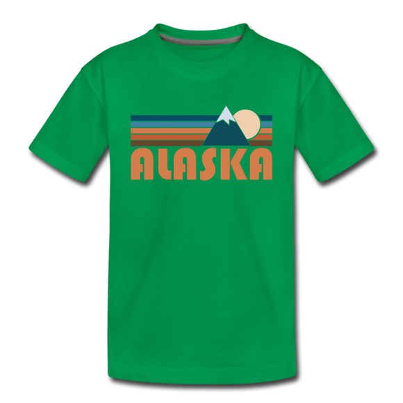 Alaska Toddler T-Shirt - Retro Mountain Alaska Toddler Tee - kelly green