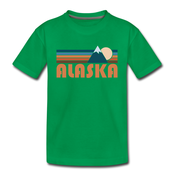 Alaska Toddler T-Shirt - Retro Mountain Alaska Toddler Tee - kelly green
