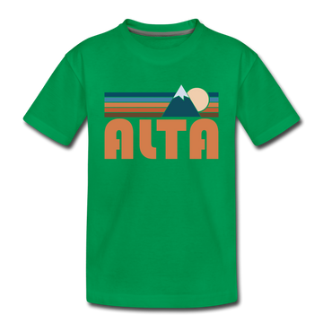 Alta, Utah Toddler T-Shirt - Retro Mountain Alta Toddler Tee - kelly green