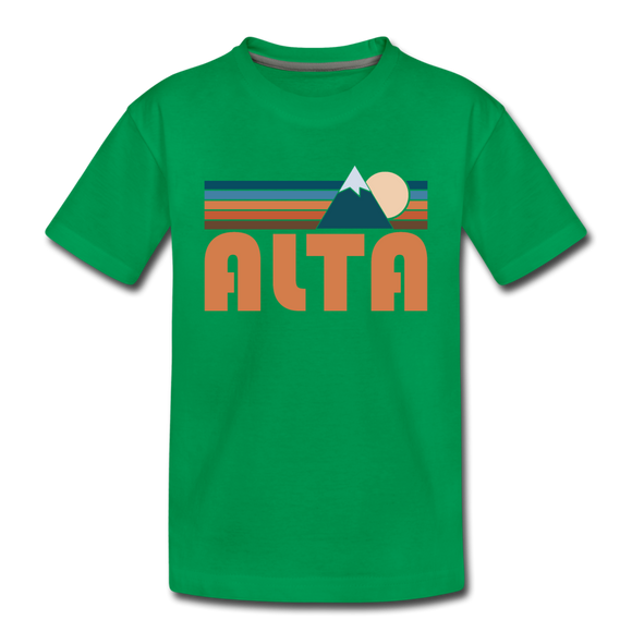 Alta, Utah Toddler T-Shirt - Retro Mountain Alta Toddler Tee - kelly green