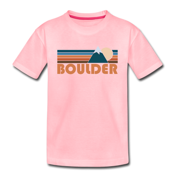Boulder, Colorado Toddler T-Shirt - Retro Mountain Boulder Toddler Tee - pink