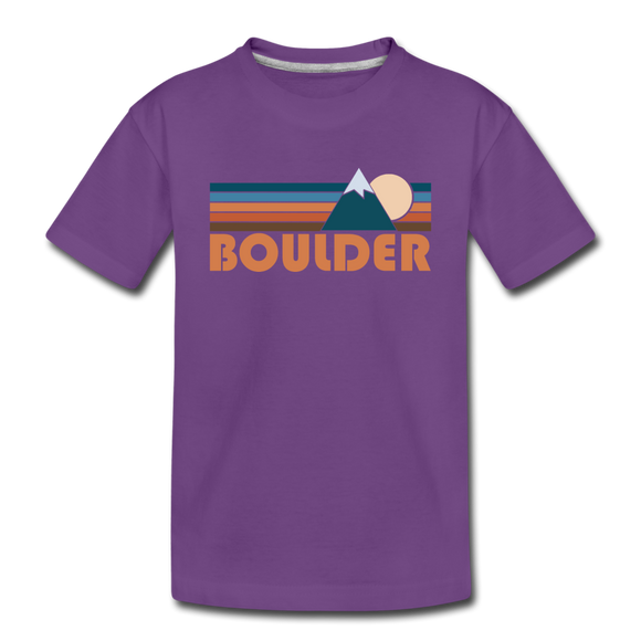 Boulder, Colorado Toddler T-Shirt - Retro Mountain Boulder Toddler Tee - purple