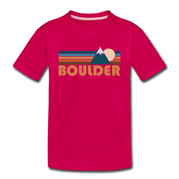 Boulder, Colorado Toddler T-Shirt - Retro Mountain Boulder Toddler Tee - dark pink