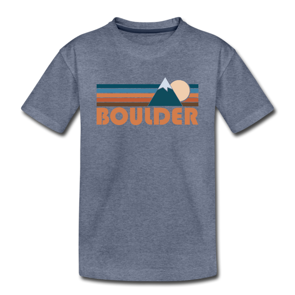 Boulder, Colorado Toddler T-Shirt - Retro Mountain Boulder Toddler Tee - heather blue