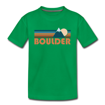 Boulder, Colorado Toddler T-Shirt - Retro Mountain Boulder Toddler Tee - kelly green
