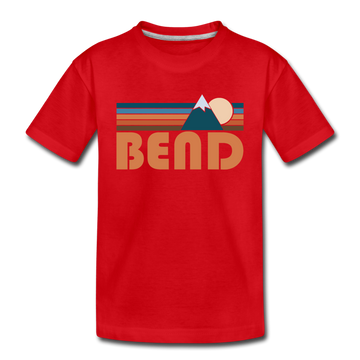 Bend, Oregon Toddler T-Shirt - Retro Mountain Bend Toddler Tee - red