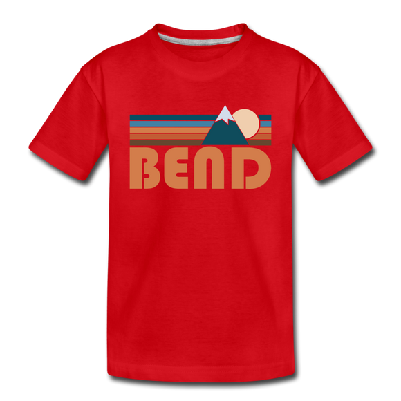 Bend, Oregon Toddler T-Shirt - Retro Mountain Bend Toddler Tee - red