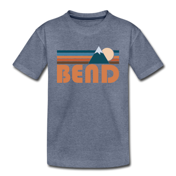 Bend, Oregon Toddler T-Shirt - Retro Mountain Bend Toddler Tee - heather blue
