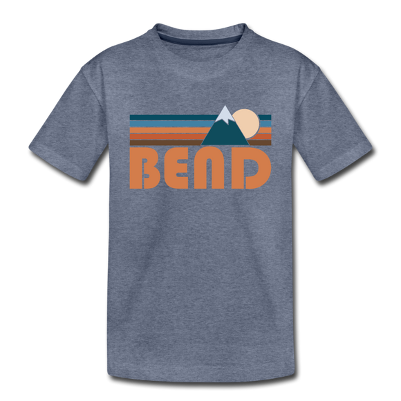Bend, Oregon Toddler T-Shirt - Retro Mountain Bend Toddler Tee - heather blue