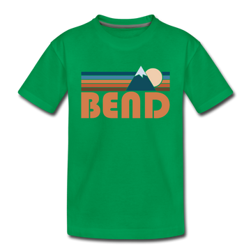 Bend, Oregon Toddler T-Shirt - Retro Mountain Bend Toddler Tee - kelly green