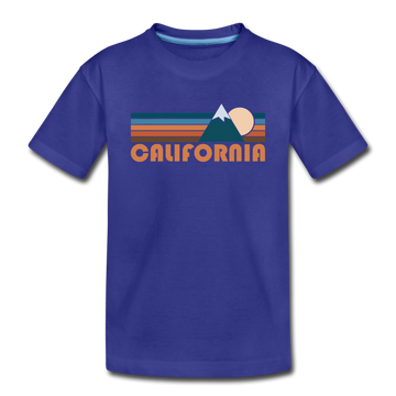 California Toddler T-Shirt - Retro Mountain California Toddler Tee - royal blue