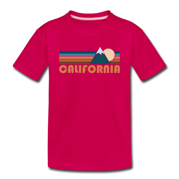 California Toddler T-Shirt - Retro Mountain California Toddler Tee - dark pink