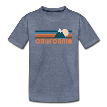 California Toddler T-Shirt - Retro Mountain California Toddler Tee - heather blue