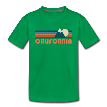 California Toddler T-Shirt - Retro Mountain California Toddler Tee - kelly green
