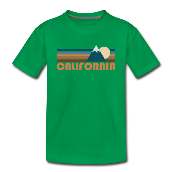 California Toddler T-Shirt - Retro Mountain California Toddler Tee - kelly green