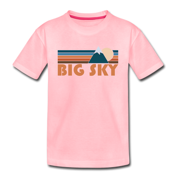 Big Sky, Montana Toddler T-Shirt - Retro Mountain Big Sky Toddler Tee - pink