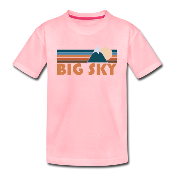 Big Sky, Montana Toddler T-Shirt - Retro Mountain Big Sky Toddler Tee - pink