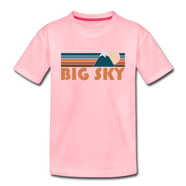 Big Sky, Montana Toddler T-Shirt - Retro Mountain Big Sky Toddler Tee - pink