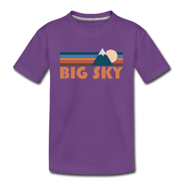 Big Sky, Montana Toddler T-Shirt - Retro Mountain Big Sky Toddler Tee - purple