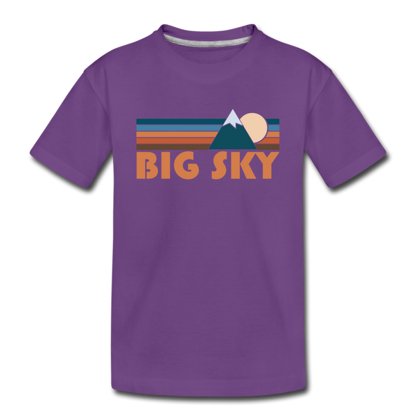 Big Sky, Montana Toddler T-Shirt - Retro Mountain Big Sky Toddler Tee - purple