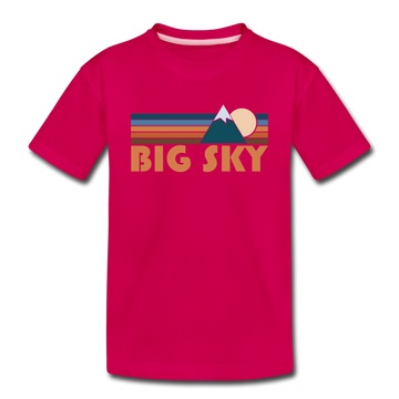 Big Sky, Montana Toddler T-Shirt - Retro Mountain Big Sky Toddler Tee - dark pink