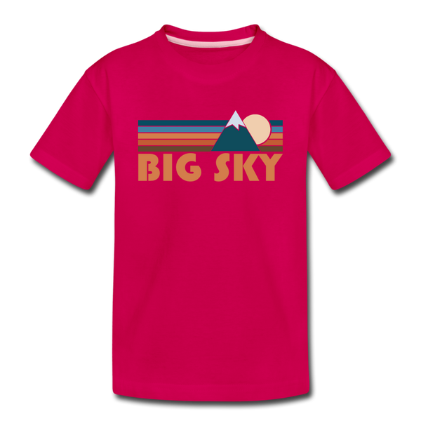 Big Sky, Montana Toddler T-Shirt - Retro Mountain Big Sky Toddler Tee - dark pink
