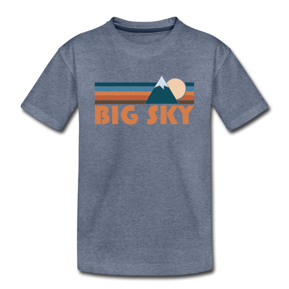 Big Sky, Montana Toddler T-Shirt - Retro Mountain Big Sky Toddler Tee - heather blue