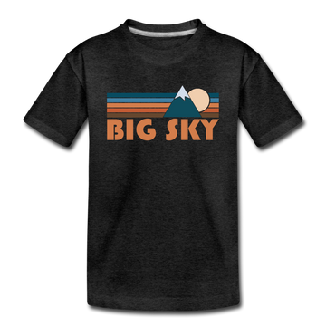 Big Sky, Montana Toddler T-Shirt - Retro Mountain Big Sky Toddler Tee - charcoal gray
