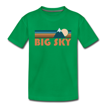 Big Sky, Montana Toddler T-Shirt - Retro Mountain Big Sky Toddler Tee - kelly green