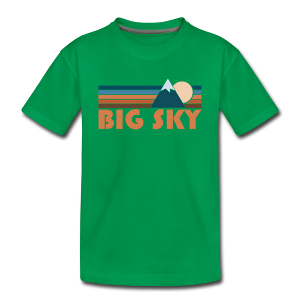 Big Sky, Montana Toddler T-Shirt - Retro Mountain Big Sky Toddler Tee - kelly green