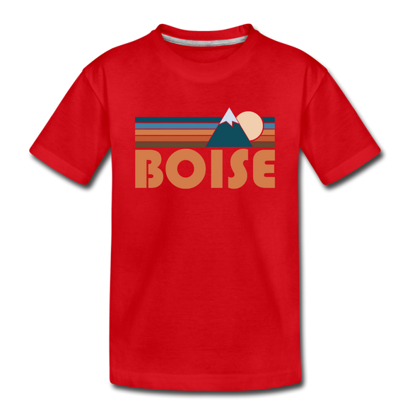 Boise, Idaho Toddler T-Shirt - Retro Mountain Boise Toddler Tee - red