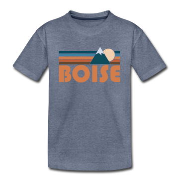Boise, Idaho Toddler T-Shirt - Retro Mountain Boise Toddler Tee - heather blue