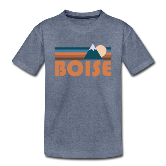 Boise, Idaho Toddler T-Shirt - Retro Mountain Boise Toddler Tee - heather blue